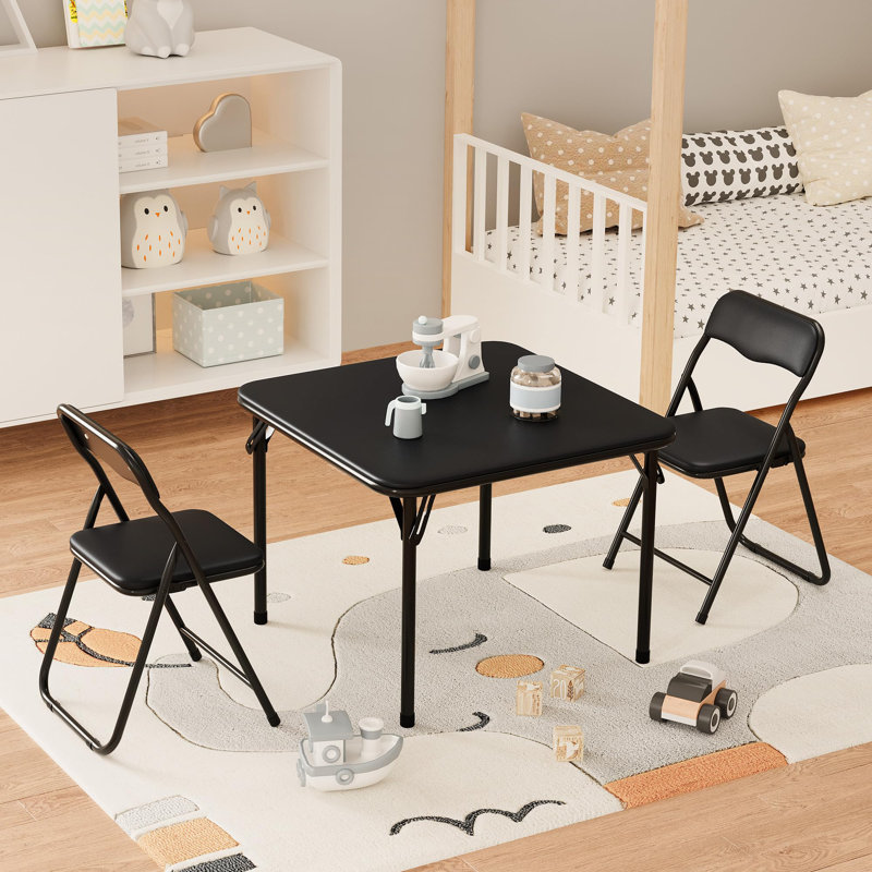 Aaraf Iron Padded Table And Folding Chair Set Folding Chair Set, Black