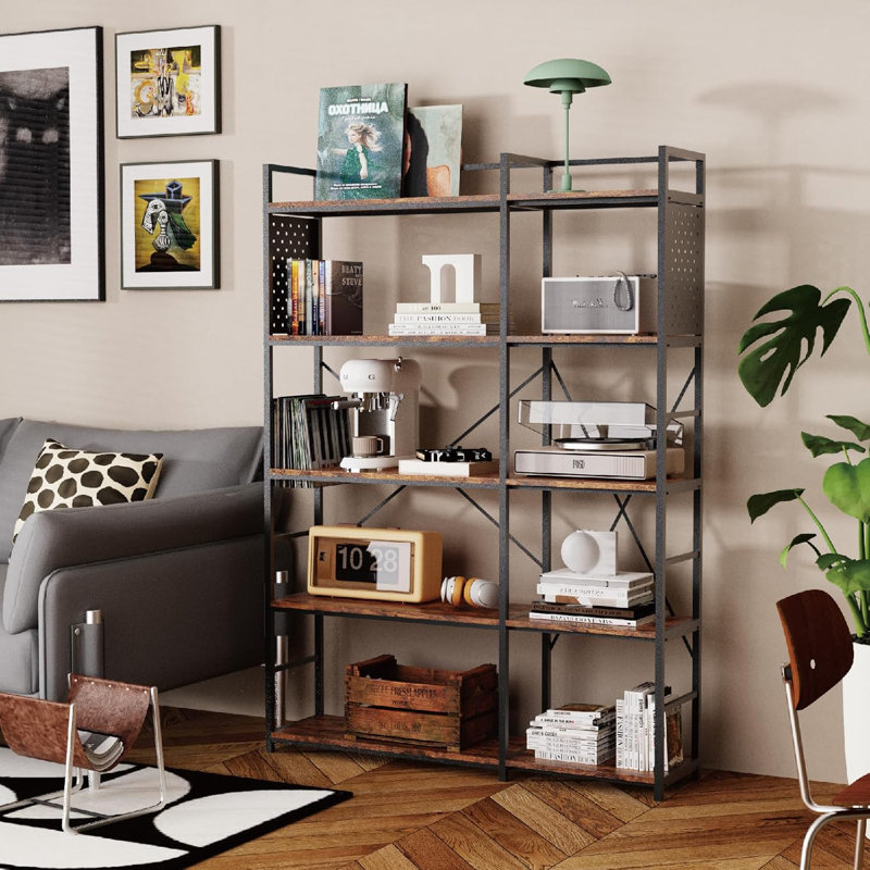 Bibliothèque industrielle 17 étages à 5 niveaux avec bibliothèque en bois et métal