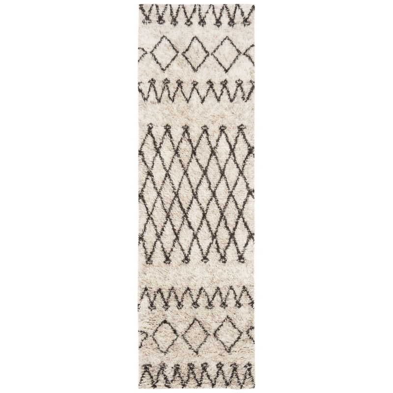 Clem Southwestern Handmade Tufted Wool Ivory/Brown Area Rug, Runner 2'3" x 8'