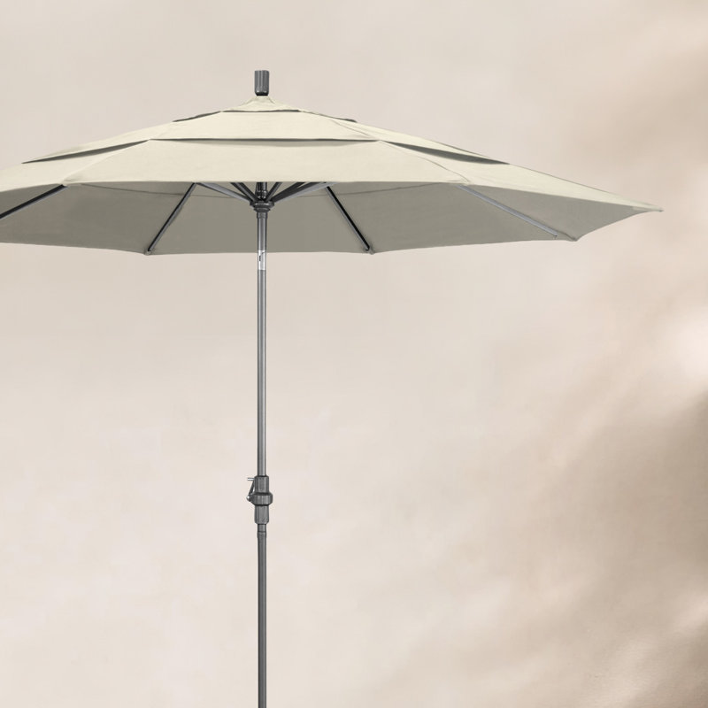 Parasol de marché Broadmeade octogonal Sunbrella, Gris martelé, Toile Sunbrella® beige antique