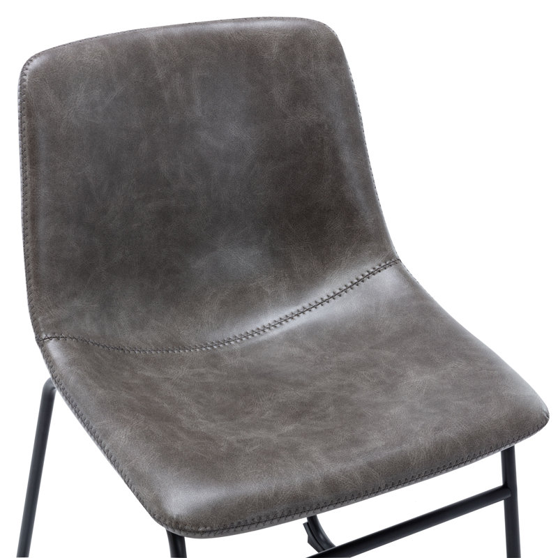 Tabouret de bar et de comptoir rembourré Halterman, gris, Tabouret de comptoir (siège d'une hauteur de 24 p