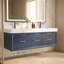 Meuble-lavabo suspendu de 152,4 cm (L) x 52,6 cm (P) avec comptoir imitation marbre, éclairage DEL intégré, 6 tiroirs à fermeture amortie, bleu