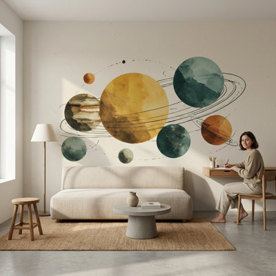 Système solaire mural double Planets