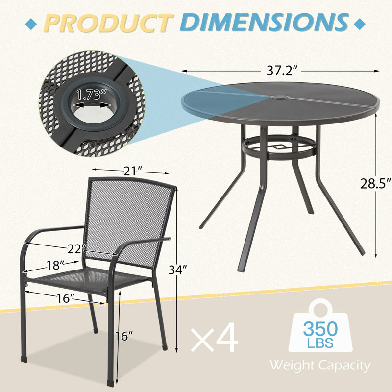 Round Outdoor Dining Table Yes , 37.2 " W 37.2 " D