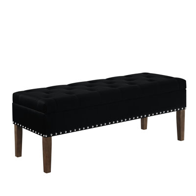 Banc de rangement en velours pour usage domestique - Siège confortable, structure L 48 po x l 18 po H 18,5 po Facile à assembler Mobilier divers à velours doux, structure en bois 48 L x l 18,5 H