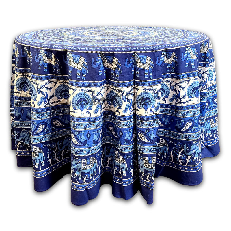 Nappe 100% coton Paisley, L 72 po x l 72 po, Bleu