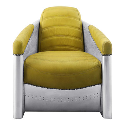 Brancaster Accent Chair, Yellow Top Grain Leather & Aluminum