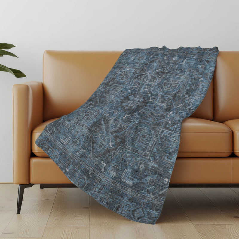Jeté Addison Sherpa Tribal Medallion, Bleu marine oriental oriental 3