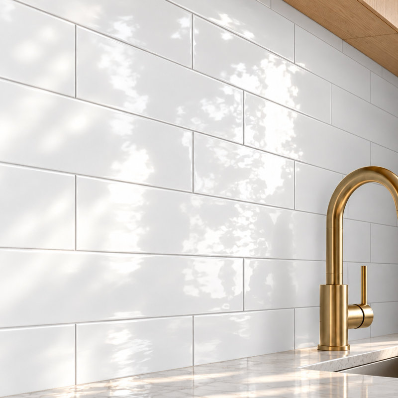 Vetri White Glossy 3x12 Ceramic Subway Wall Tile Handmade Look, White