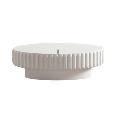 Modern Cream White Fluted Storage Coffee Table with Lift-Off Lid - Sleek Texture End Table for Living Room & Bedroom