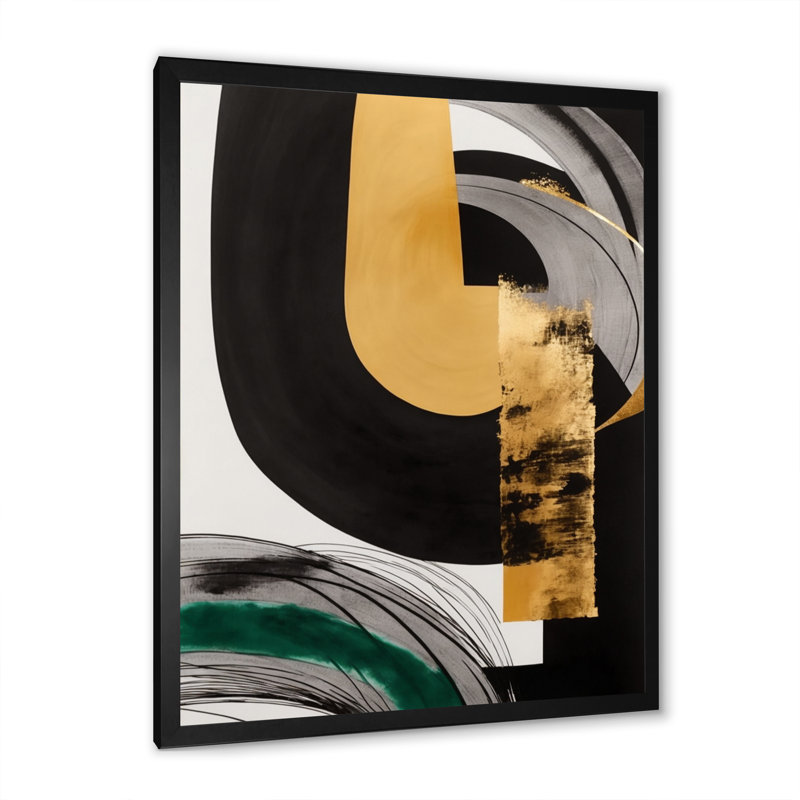 Art moderne moderne vert II - impression sur toile, Impression noire sur toile encadrée, H 20 po x l 12 po x P 1 po