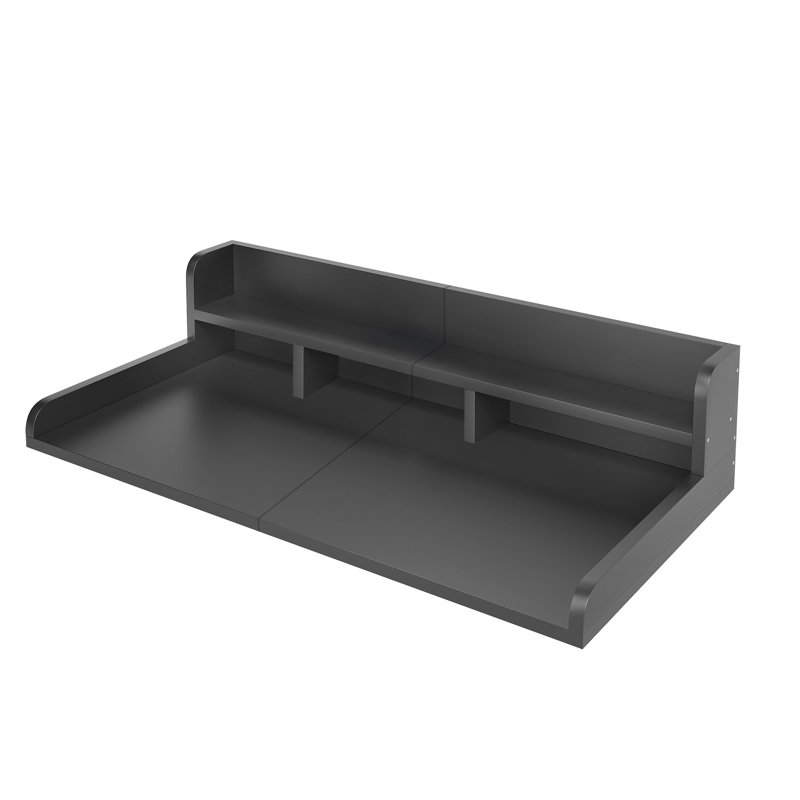 Comptoir de laveuse-sécheuse 54 pouces avec patins antidérapants - Organisateur de buanderie noir et tablette de rangement avec surface imperméable et protection des bords