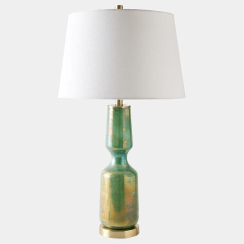 Lampe de table en verre vert Giovane H 31 po x l 17 po x P 17 po