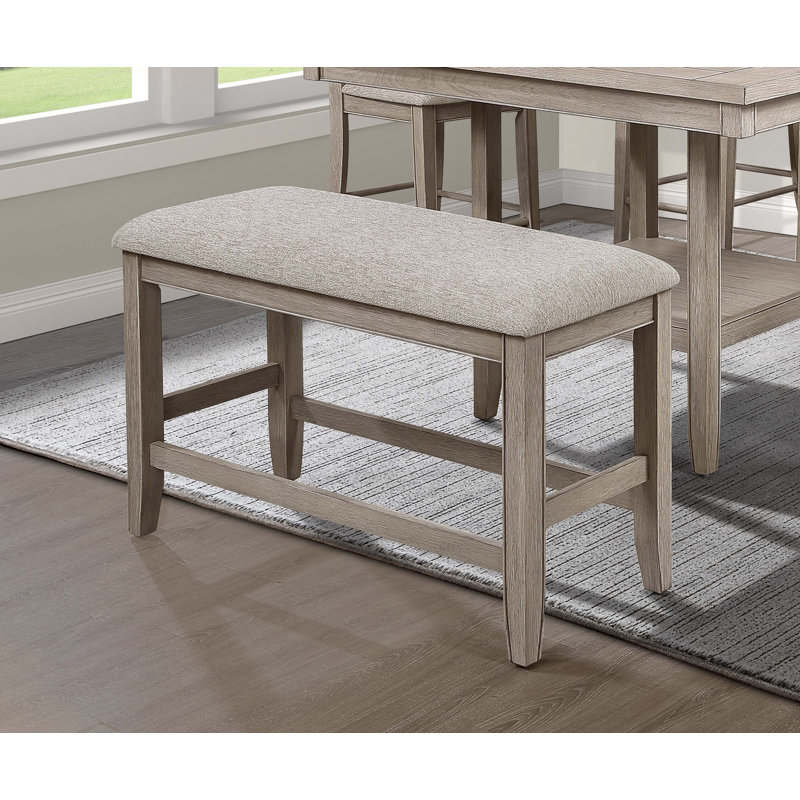 Banc rembourré en mélange de lin Rosembert, Gris
