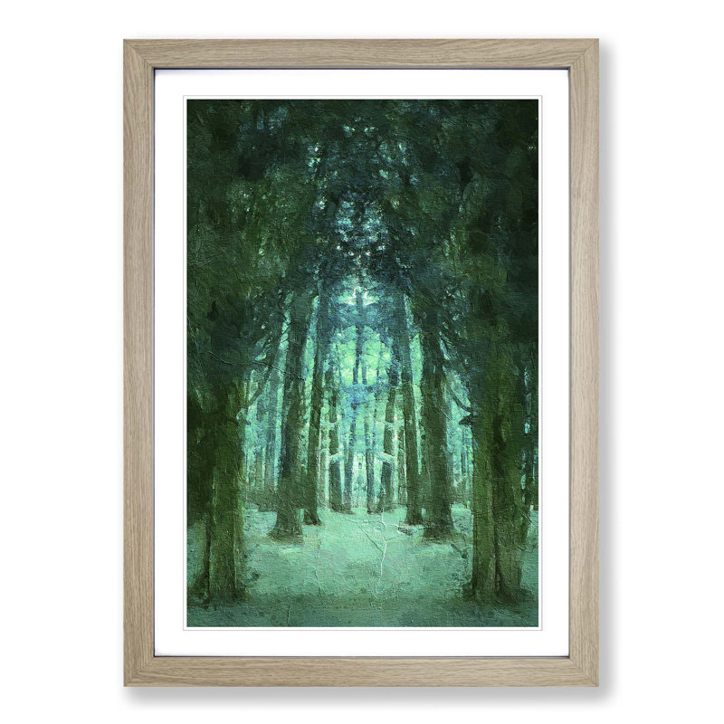 Forest Arch in Abstract - Picture Frame Painting Print, 65cm H x 48cm W x 2cm D, Oak Framed