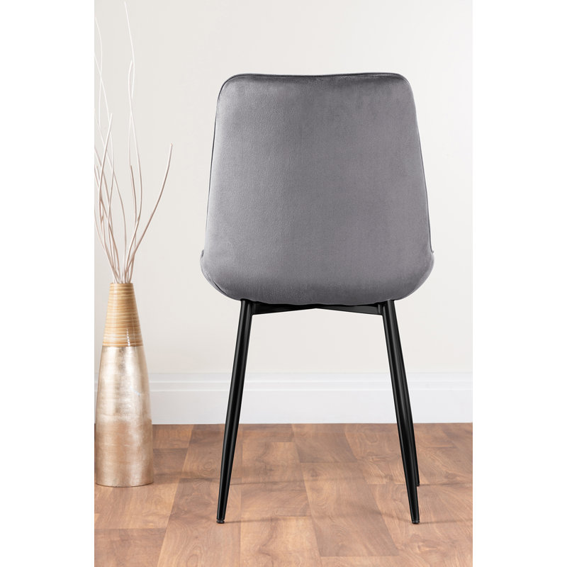 Eubanks White Marble Effect Melamine Round 80cm Dining Table And Chairs - 2 Velvet Dining Chairs, Gray/Black