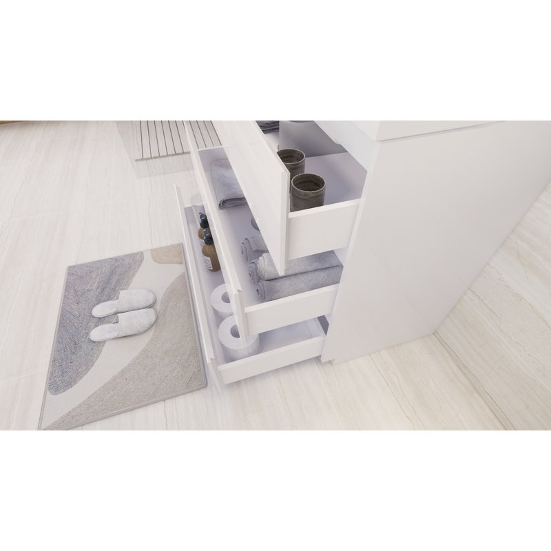 Ensemble de meuble-lavabo simple 36 po Dennes, Blanc ultrabrillant