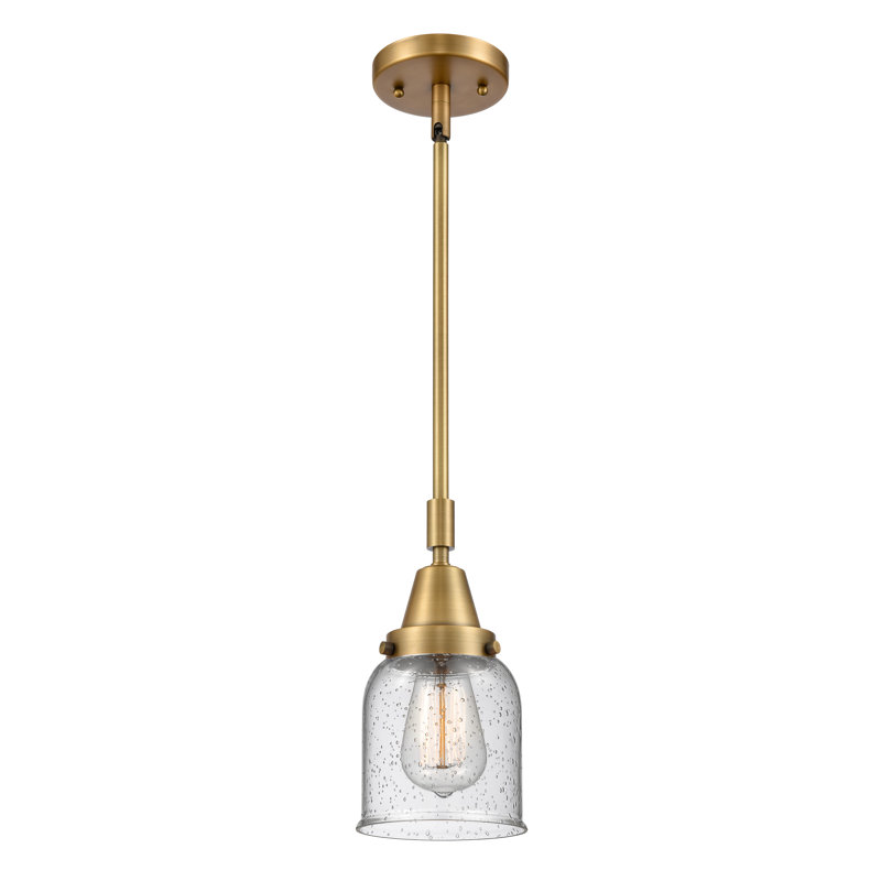 Luminaire suspendu en forme de cloche à 1 lumière Adhafera, H 44,12 po x l 5 po x P 5 po, DEL, Laiton brossé