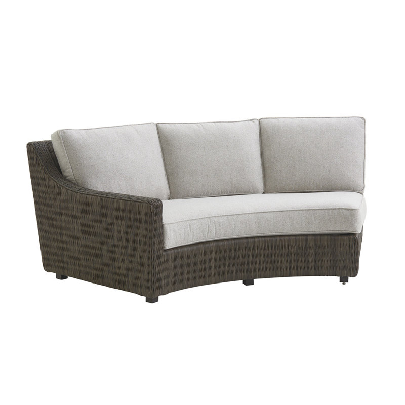 Cypress Point Ocean Terrace 88" Wide Outdoor Wicker Curved Patio Sofa with Sunbrella Cushions, Left face