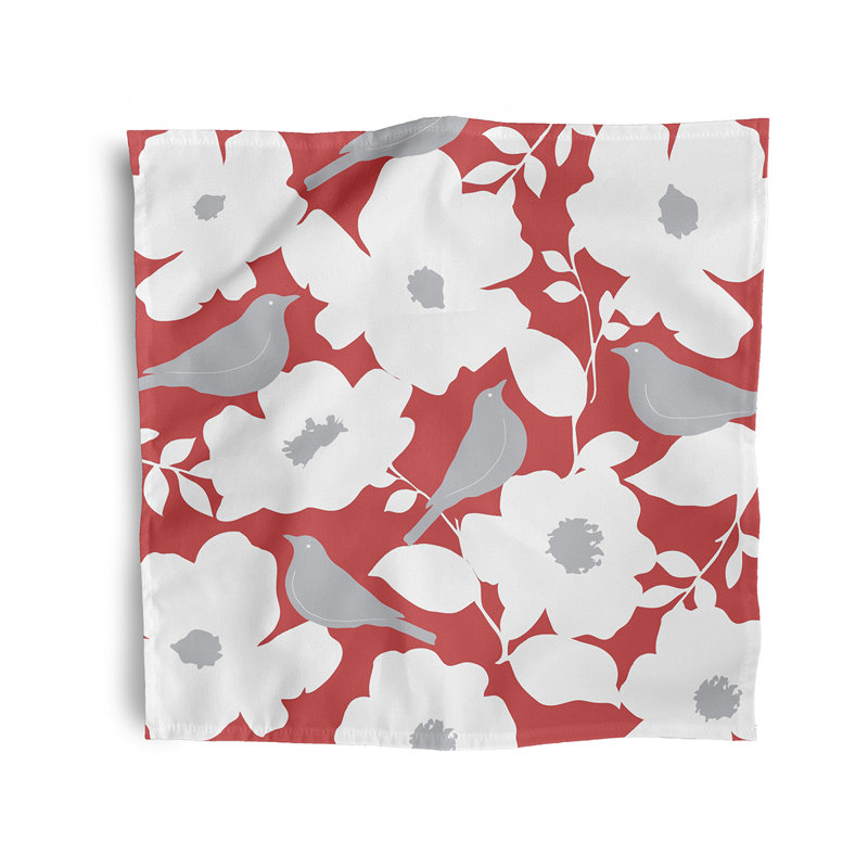 Ensemble de serviettes de table 4 pièces Franca Modfloral Print, Corail