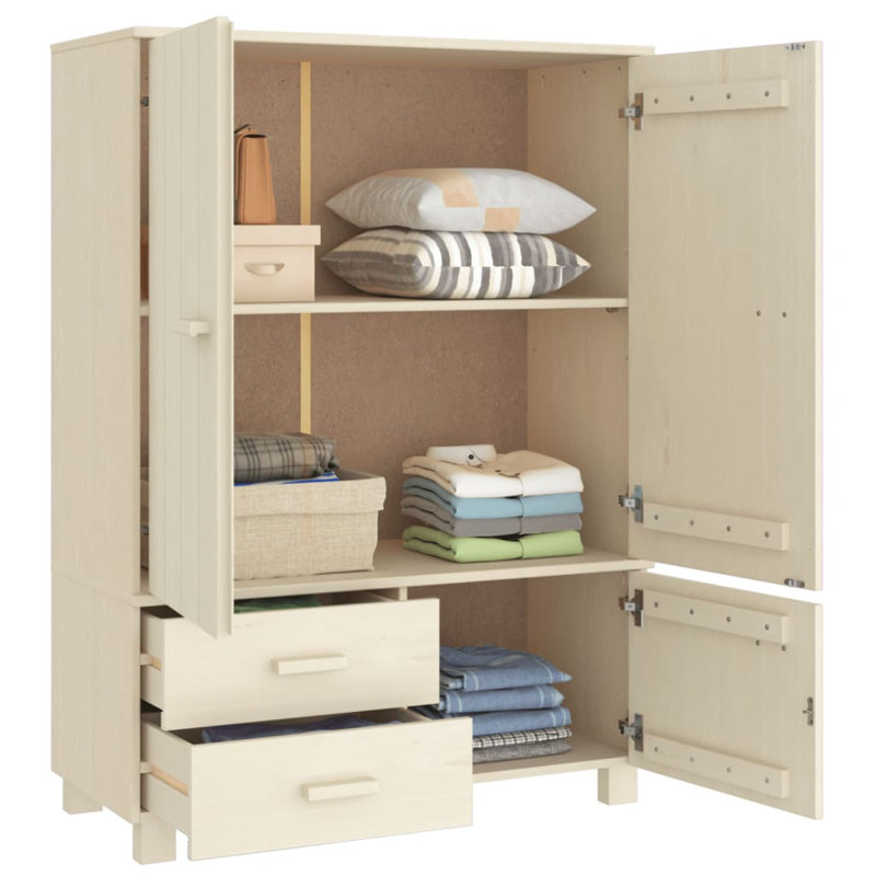 Armoire garde-robe pour armoire garde-robe en bois de pin massif Hamar, Brun miel