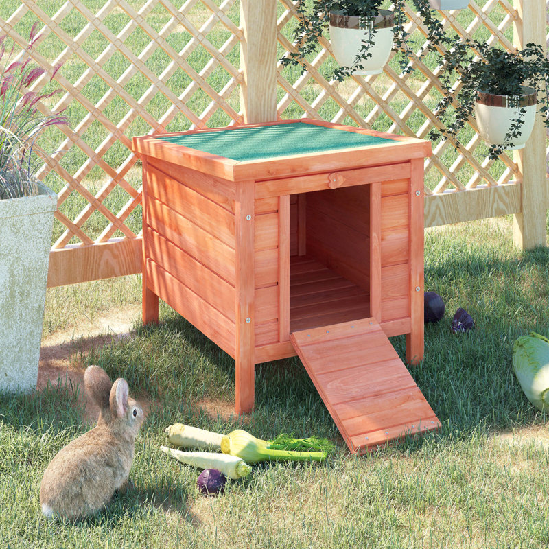 Petite cage en bois pour petit lapin et cochon d'Inde avec toit ouvert / imperméable / finition naturelle | Idée de cadeau