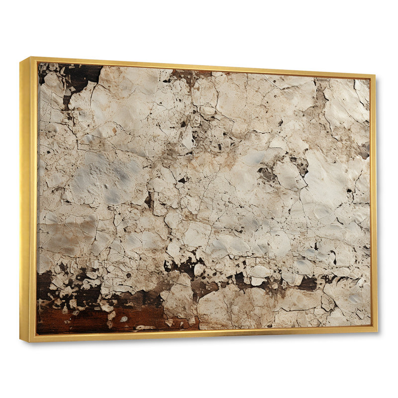 Gris «Rhythms Champagne I» - art mural Champagne, Cadre flottant doré, H 34 po x l 44 po x P 1,5 po