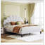 Lit plateforme tapissier avec tête de lit en velours à motif floral-636755628-636755633