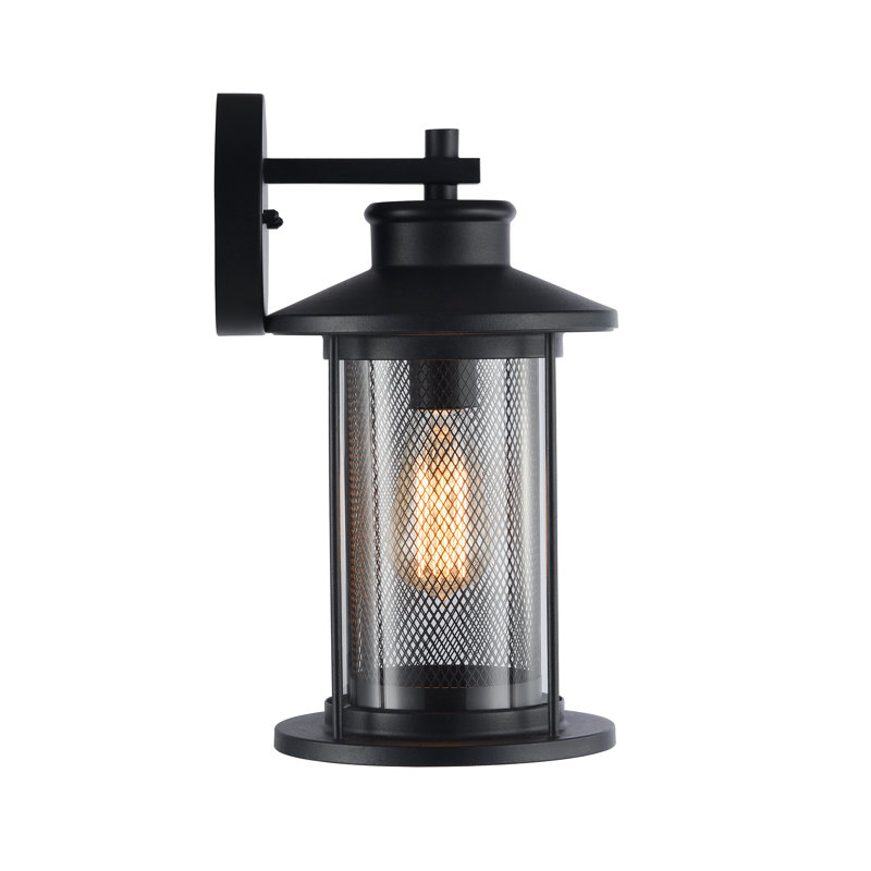 Lanterne murale d'extérieur 1 lumière Emery, H 14 po x l 7,5 x P 8,75, Noir texturé