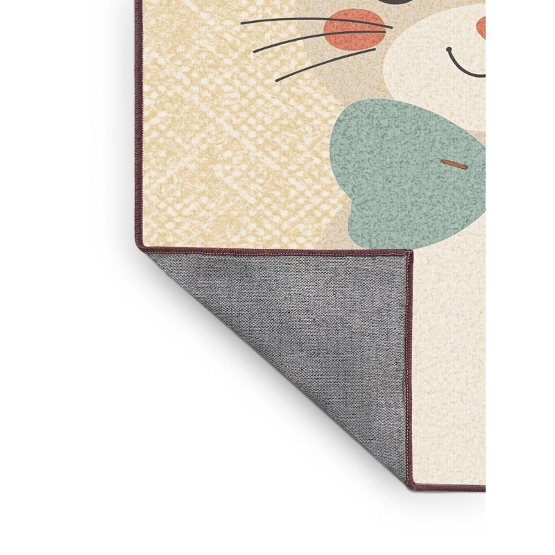 Tapis beige moderne et contemporain lavable à la machine à motif abstrait Soho, 4 x 6