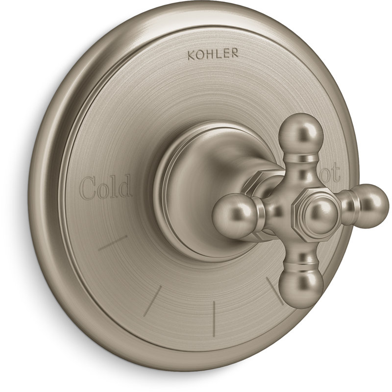 Kohler Artifacts Thermostatic Valve Trim with Cross Handle, Vibrant Brushed Bronze