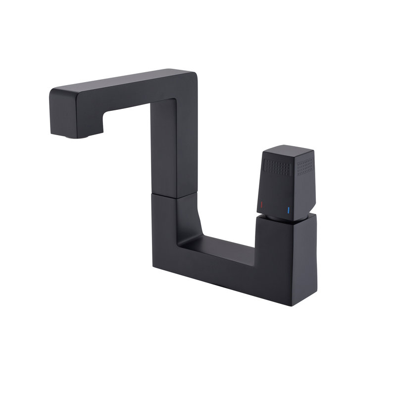 90°Rotatable Bathroom Vanity Faucet 1 hole, 7.09" Solid Brass Single Handle Sink Faucet Bathroom, Matte Black