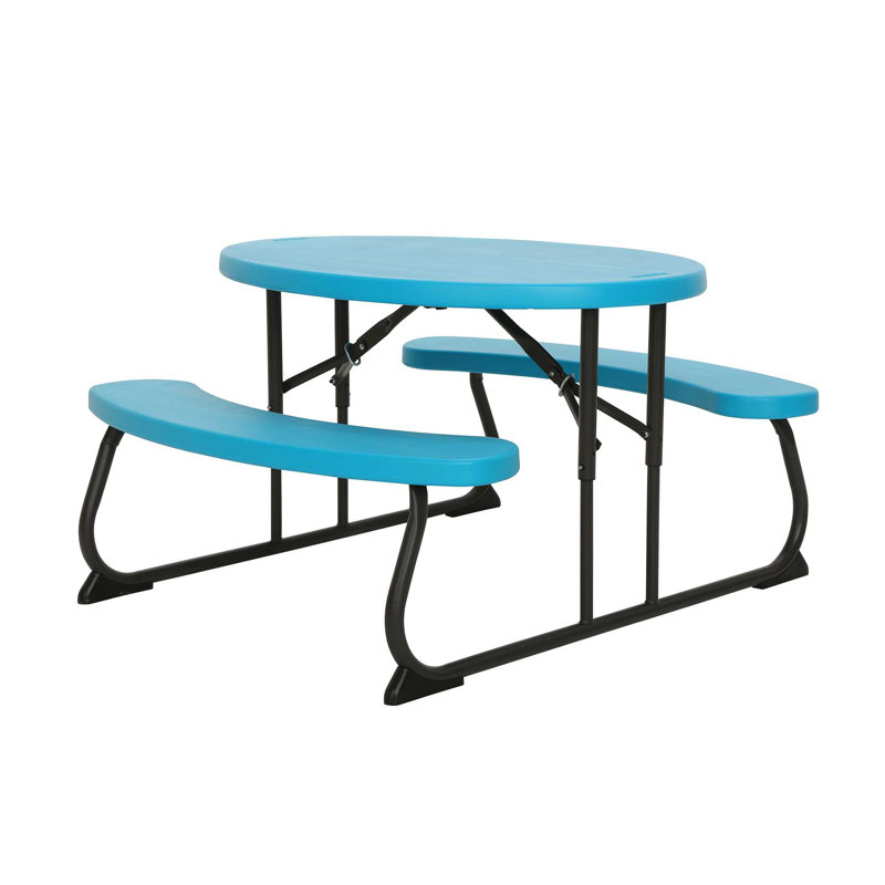 Oval 3 - Piece 2 - Person 48.3Cm L Outdoor Picnic Table, Blue