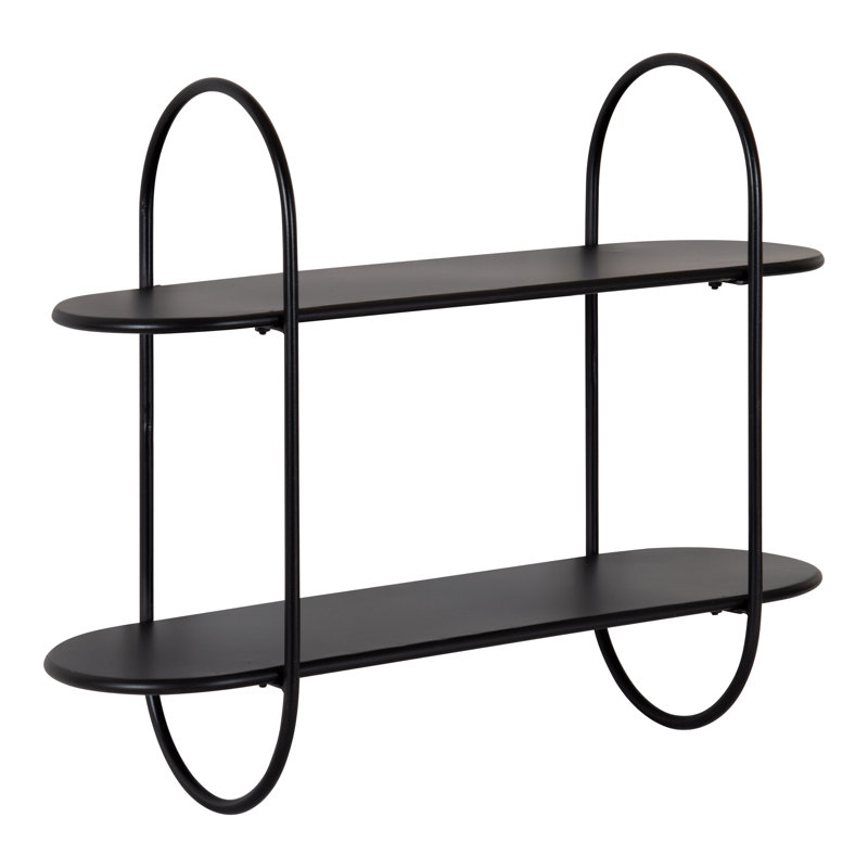 Rusne 2 Piece Oval Metal Floating Shelf, Black