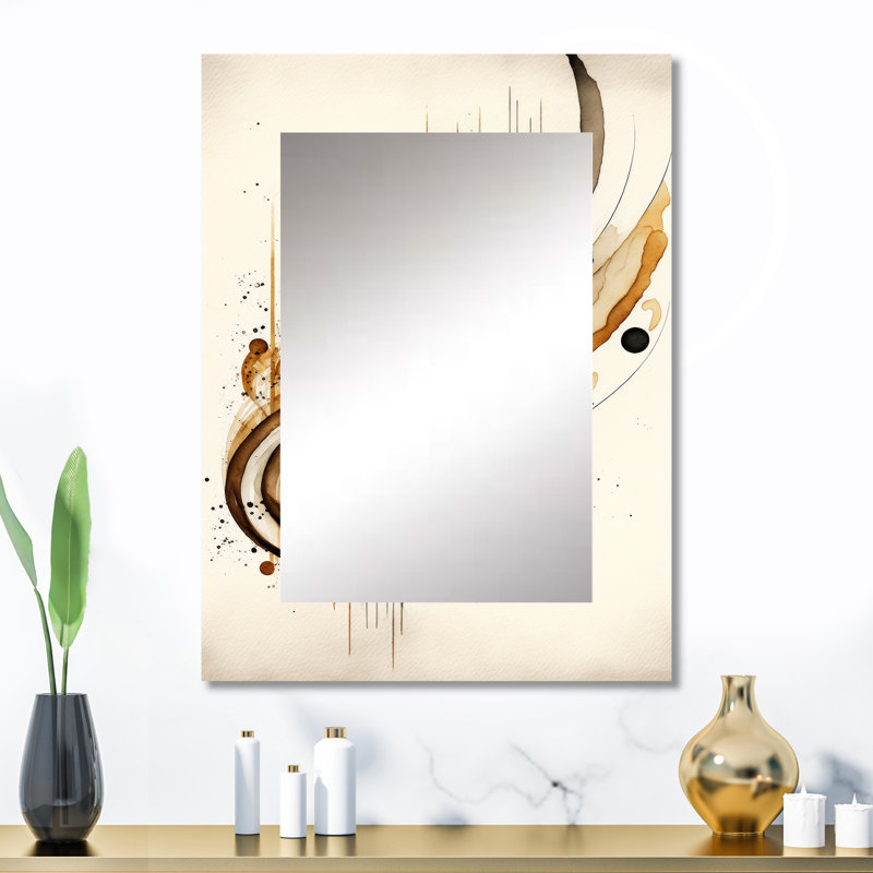 Mouvement brun et noir I - miroir minimaliste, miroir mural moderne unique, impression d'art en métal, 32 po x 24 po