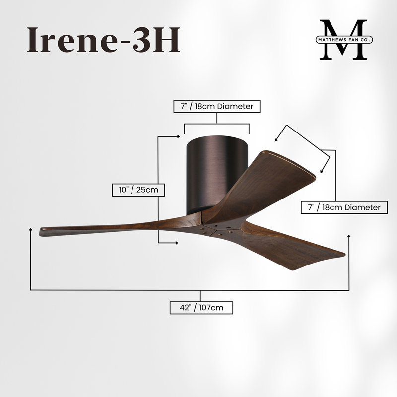 Irene Ceiling Fan, Brushed Bronze, 42", Walnut Tone