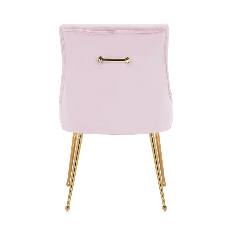 Chaise rembourrée en velours, Rose