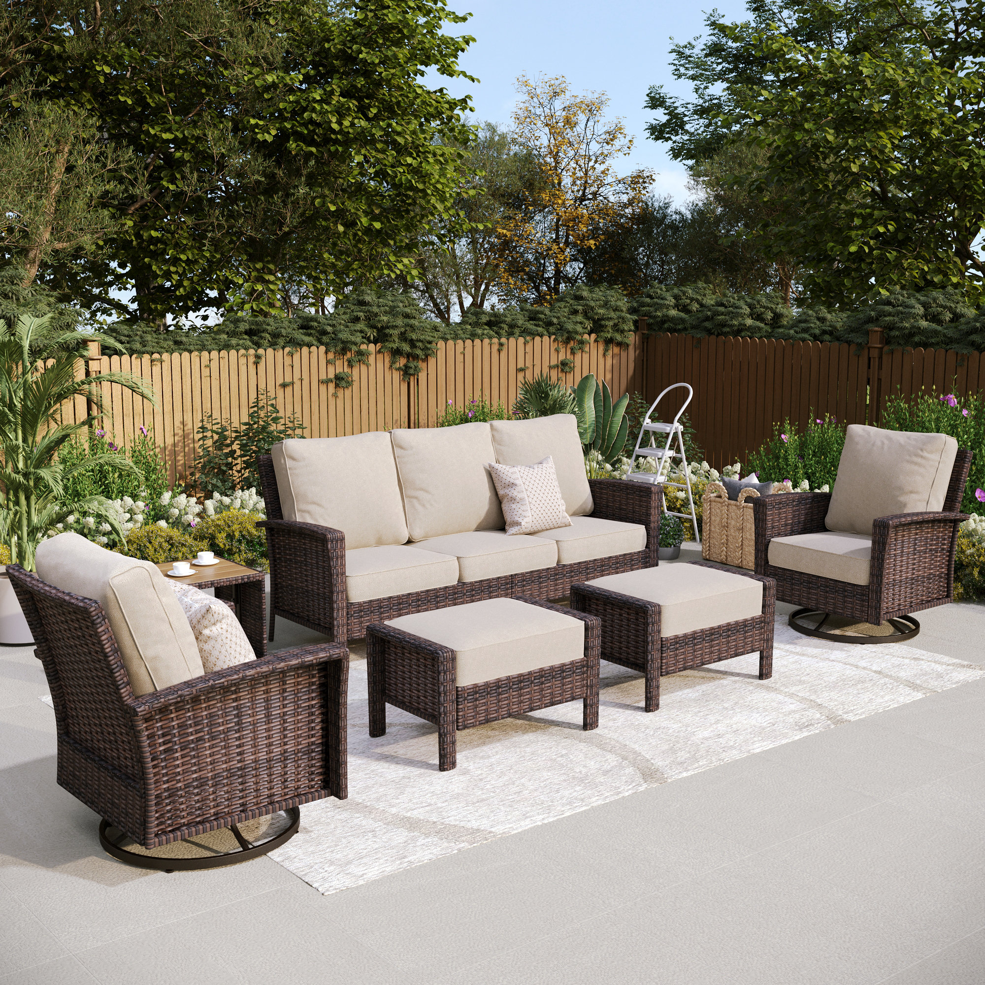 Outdoor Wicker Patio Conversation Furniture Set