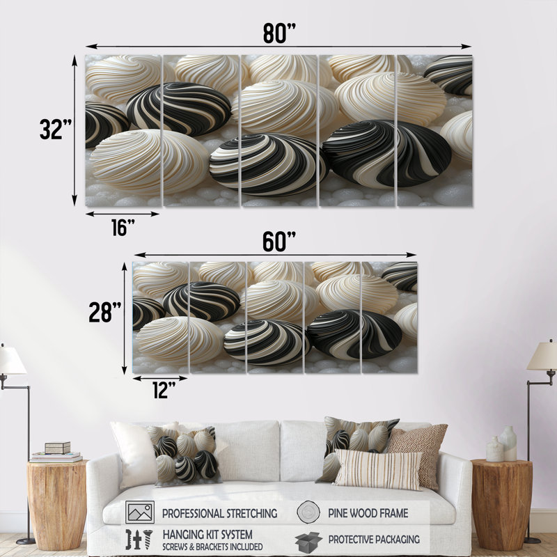 «White and Black Christmas Peppermint Swirl II», ensemble d'art mural de Noël, H 32 po x l 80 po