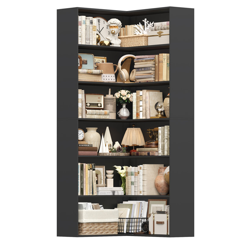 Bibliothèque en coin L 73,5 ", Noir