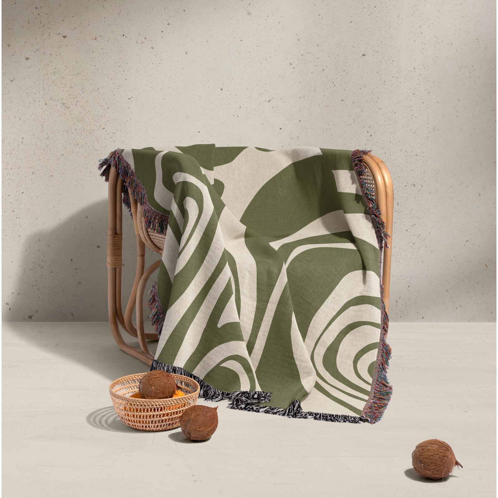 Kayle Cotton Throw Blanket, 50" x 60" – Throw, Rust Brown