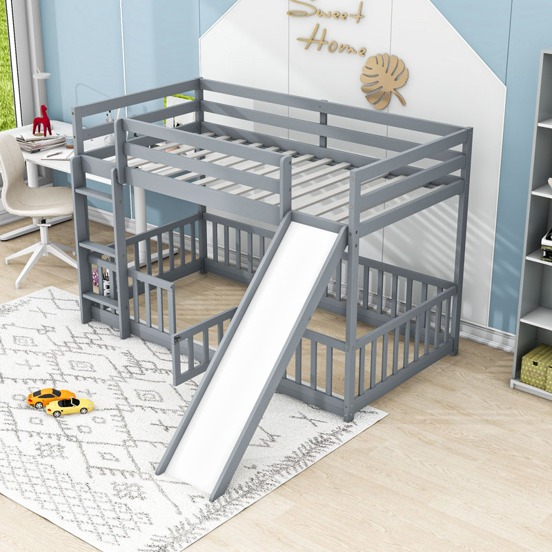 Lit superposé simple avec glissière et porte Rustic, Gris