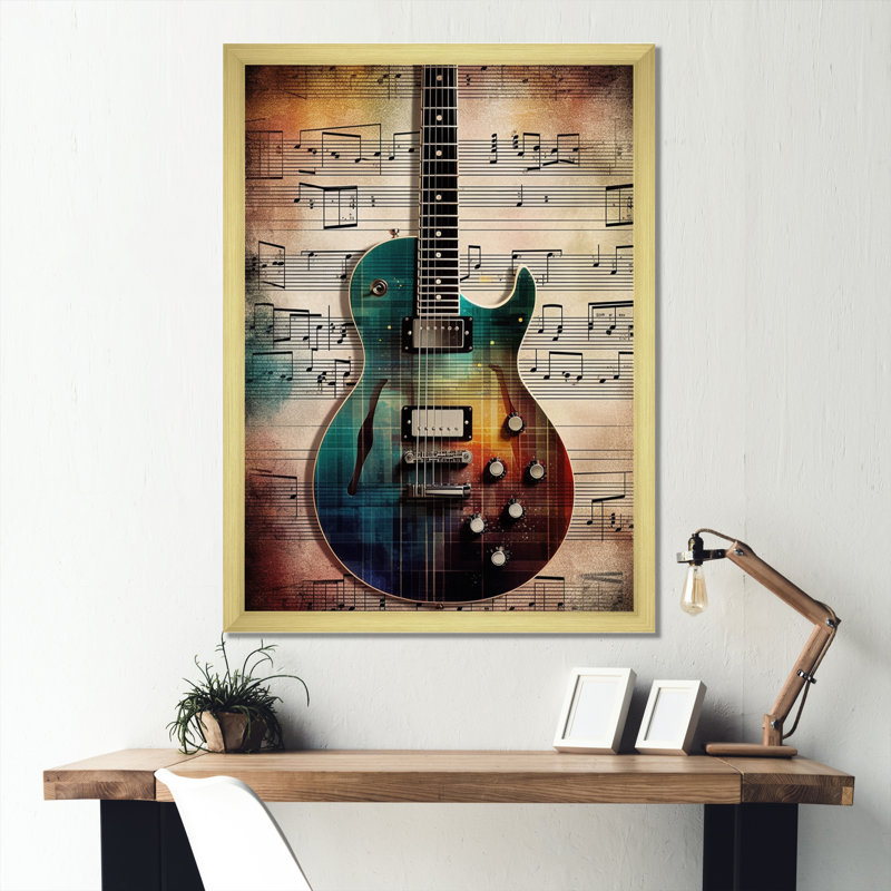 Jouant à la mélodie sur toile, Cadre doré à coins fermés, H 40 po x l 30 po x P 1,5 po