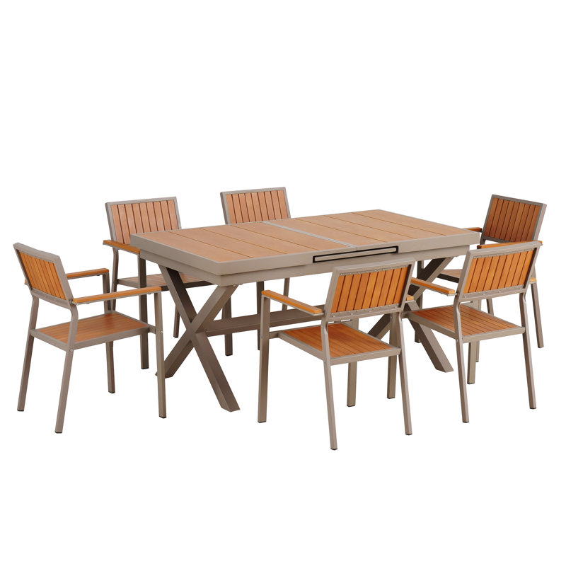 U_Style Experience Outdoor Dining Freedom With A Flexible Set Including Six Chairs And A Table That Extends From 62.9 To 82.6 Inches For Personalized Arrangements
