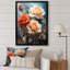 Décoration murale beige et orange rose - roses, art mural salon-97186492-97186470