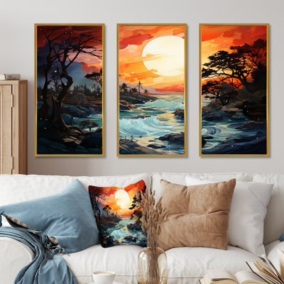 Storms Sunrise Landscape II - Storms Canvas Wall Art Set