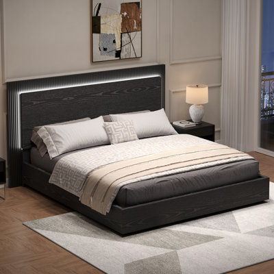 Queen Size Bed with Headboard and LED Light