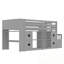 Lit simple mezzanine bas avec tablettes et armoires de rangement-1287865383