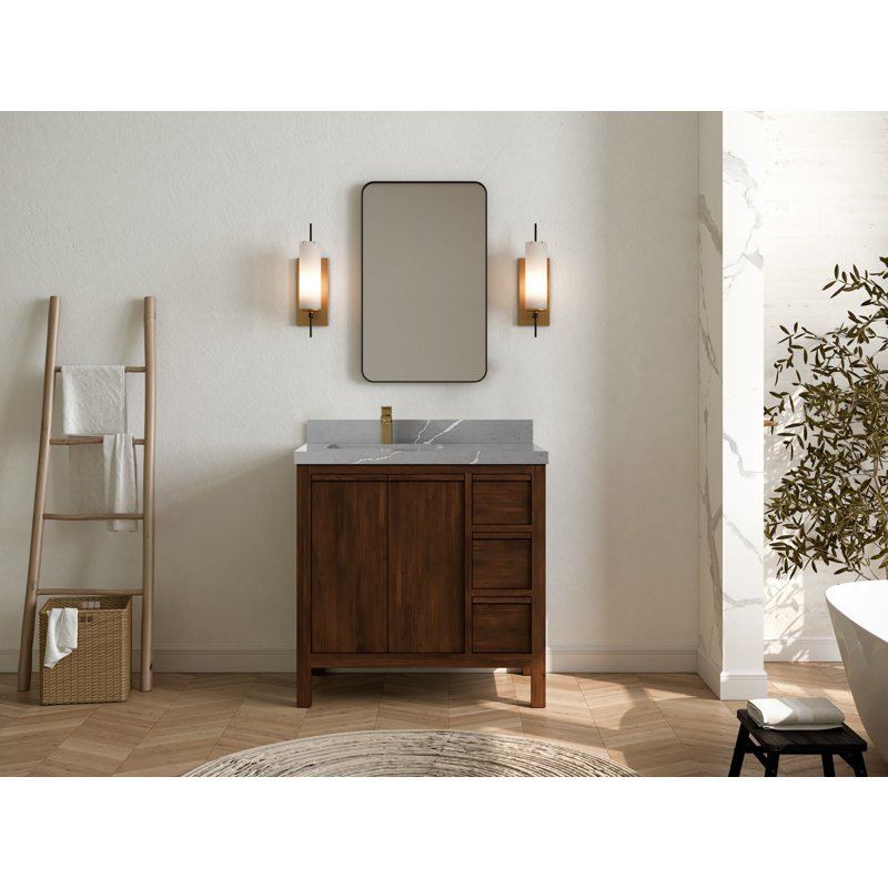 Ensemble de meuble-lavabo simple 36 po Elizabeth, Gris Piatra