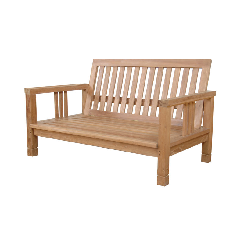 SouthBay Teak Wood Loveseat with Red Cushions